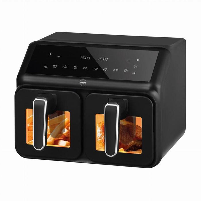 Freidora Doble Sin Grasa, 2200 W, Capacidad 8 L, Pantalla Led