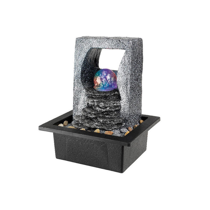 Fuente De Resina Para Exterior Ip44, Con Led Rgb De Colores Y Bola Cristal; 21,5 X 18,8 X 25,5 Cm