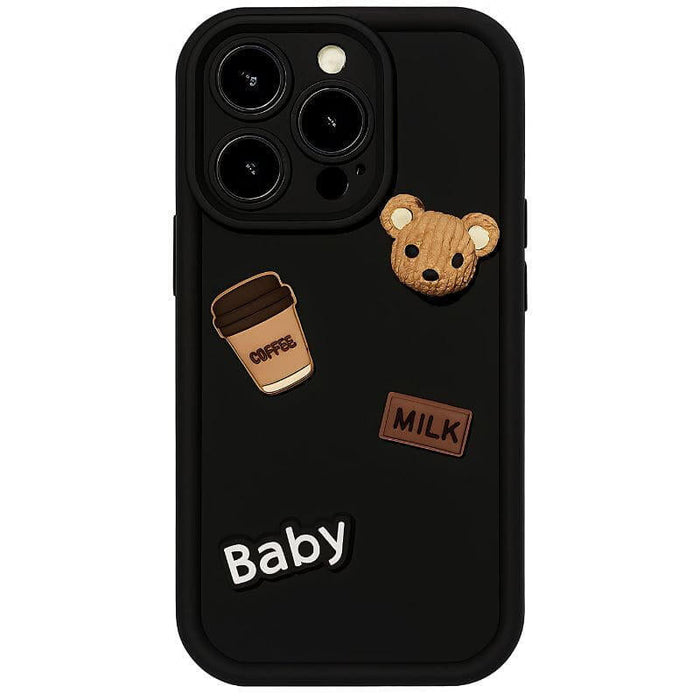 Funda De Silicona Coffee Bear Iphone 16 Pro Negro
