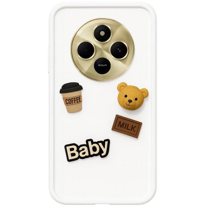 Funda De Silicona Coffee Bear Xiaomi Redmi 14c Blanco