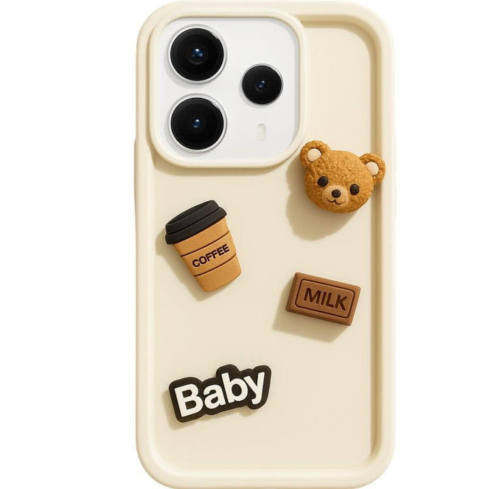Funda De Silicona Coffee Bear Xiaomi Redmi Note 14 4g Blanco