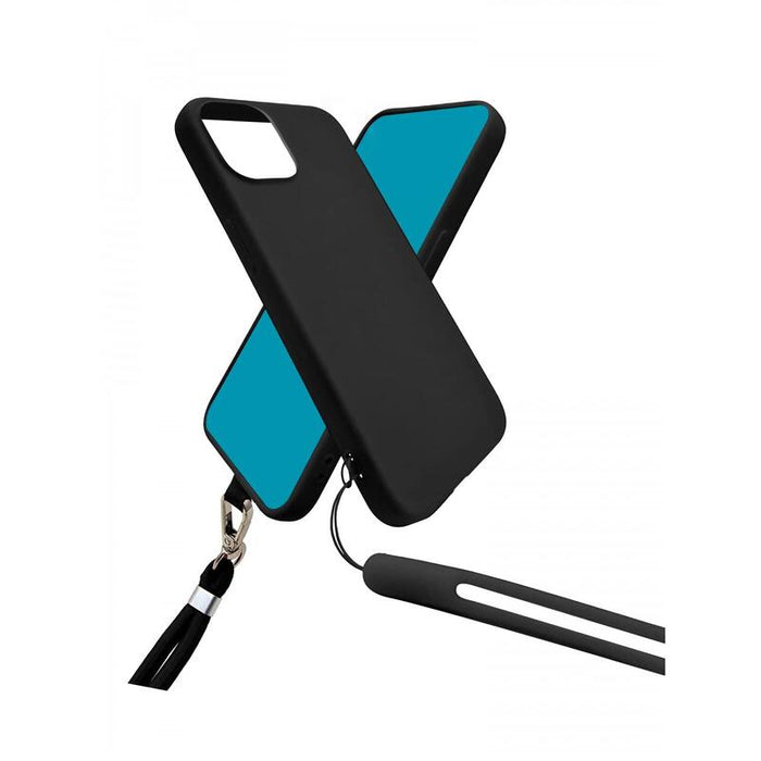 Funda De Silicona Con Cordón Para Cuello Y Muñeca Incluido Para Iphone 15 Plus Negro - Jaym® Pop**