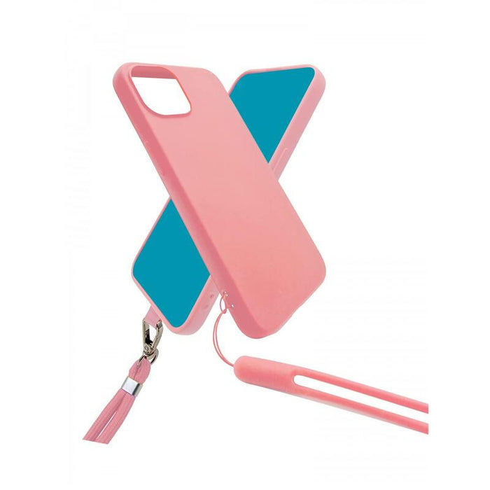 Funda De Silicona Con Cordón Para Cuello Y Muñeca Incluido Para Iphone 15 Plus Rosa - Jaym® Pop **
