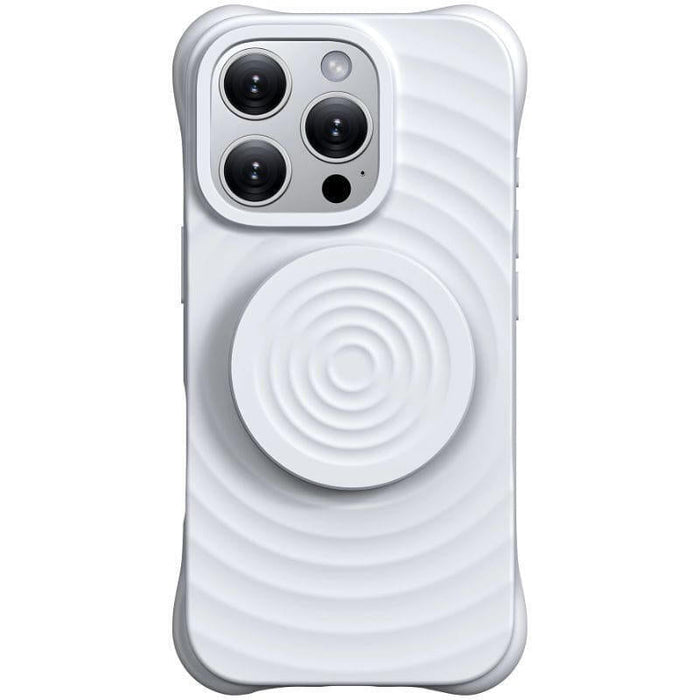 Funda Magnética De Silicona Ondulada Con Soporte Magsafe Iphone 16 Pro Blanco