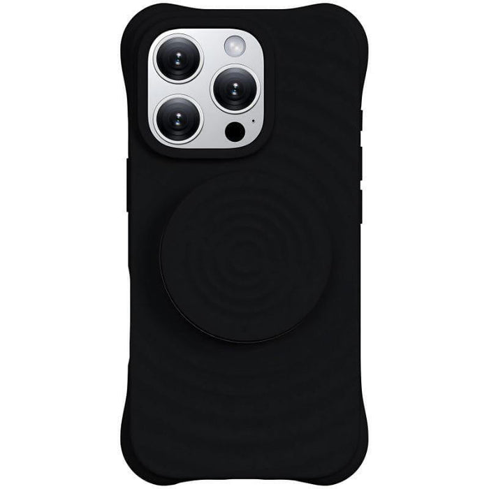 Funda  Magnética De Silicona Ondulada Con Soporte Magsafe Iphone 16 Pro Max Negro