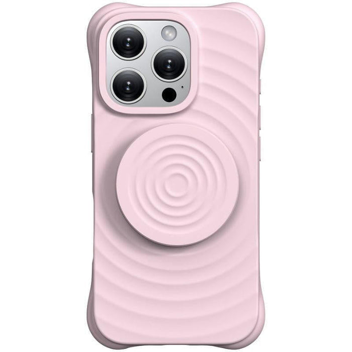 Funda  Magnética De Silicona Ondulada Con Soporte Magsafe Iphone 16 Pro Rosa