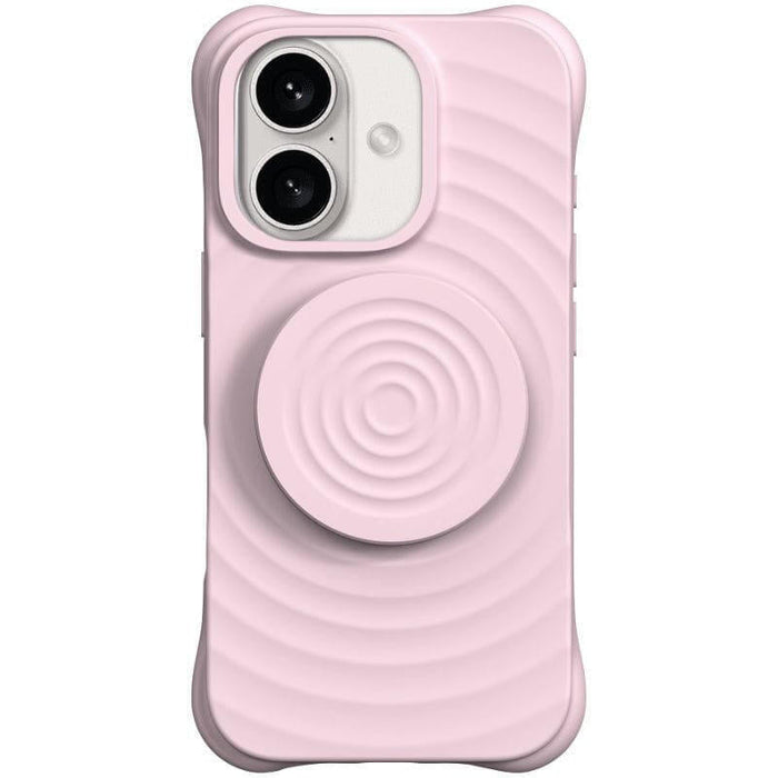 Funda  Magnética De Silicona Ondulada Con Soporte Magsafe Iphone 16 Rosa