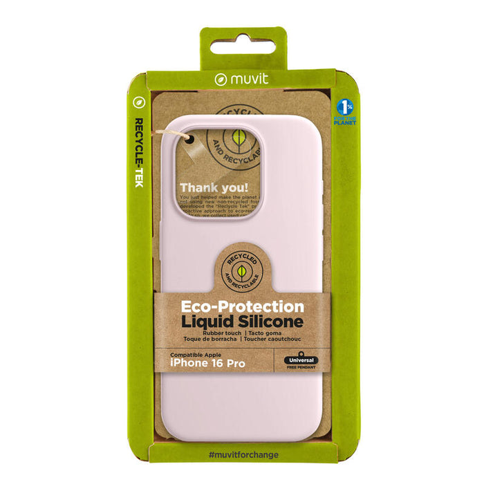 Funda Muvit Recycletek Liquid Silicone Para Apple Iphone 16 Pro Rosa