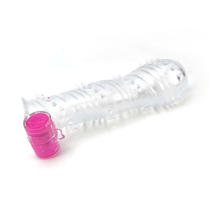 Funda Para El Pene Texturizada Con Bala Vibradora Transparente