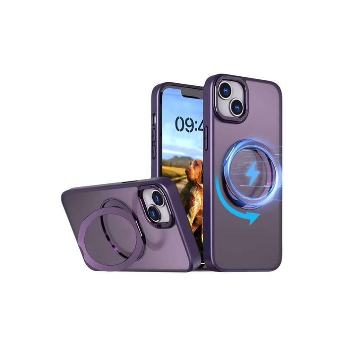 Funda Reforzada Compatible Iphone 16 Plus Con Anneau Stand Magsafe Rotatif - Violeta - Jaym®