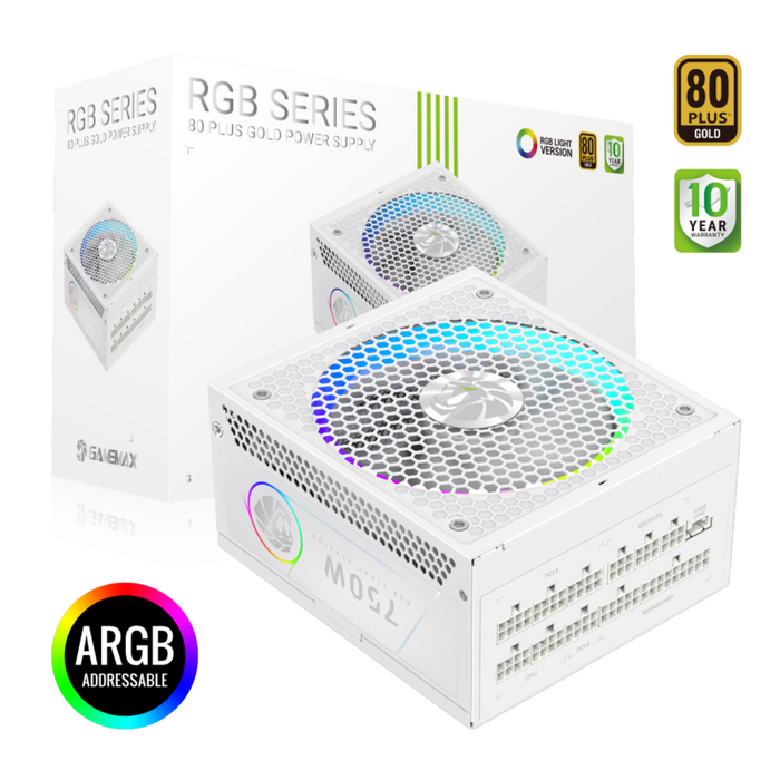 Gamemax  Psu  Rgb 750g Wh  750w  Gold  Full Modular  White