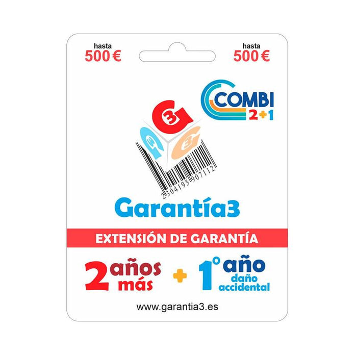 Garantía3 Combi 2+1 Cobertura Hasta 500 2 Años De Extensión De Garantía + 1 Año De Cobertura Por Daño Accidental