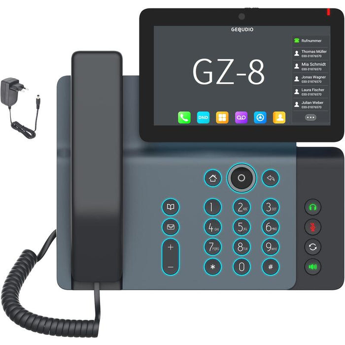 Gequdio High-End Ip Teléfono Gz-8 Con Fuente De Alimentación Con Touchdispl