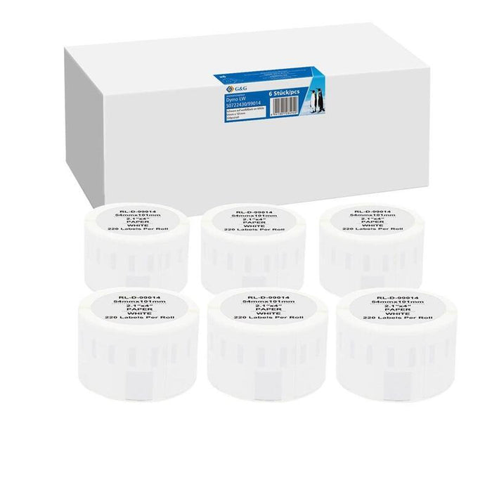 G&G Etiketten 6x 220 Mück Dymo 99014 S0722430 54 X 101mm