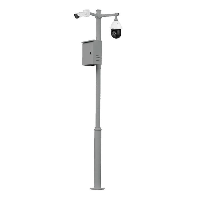 Global Kit-Baculo-35-Gris Báculo Desmontable De 3,5m De Altura En Acero Galvanizado De Color Gris Con Soporte Para Cámara Y Speed Dome