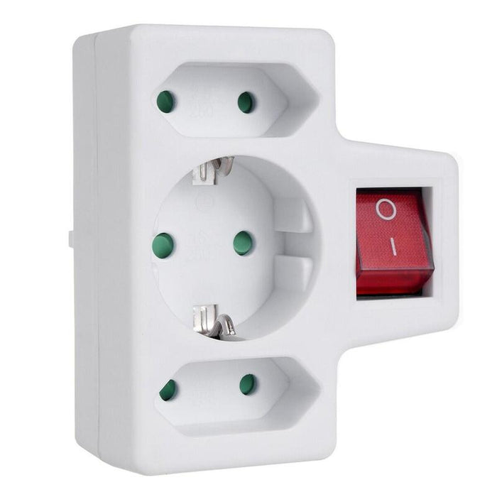 Gniazdko 1x16a 2x2.5a Schuko Mce215 Z Wlacznikiem/Wylacznikiem, Maks Obciazenie 3680w, 2x Wtyczka Euro, 1x Schuko