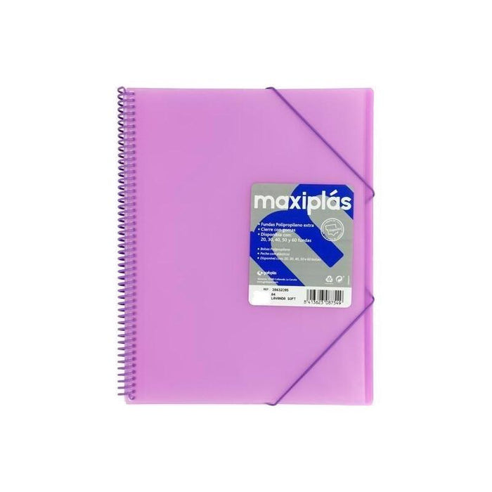 Grafoplás Carpeta Con Fundas Maxiplás Espiral A4 30 Fundas C/Sobre Pp Rígido Translúcido Lavanda Soft