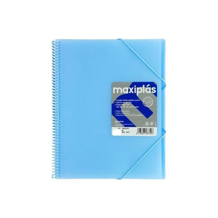 Grafoplás Carpeta Con Fundas Maxiplás Espiral A4 40 Fundas C/Sobre Pp Rígido Translúcido Azul Soft