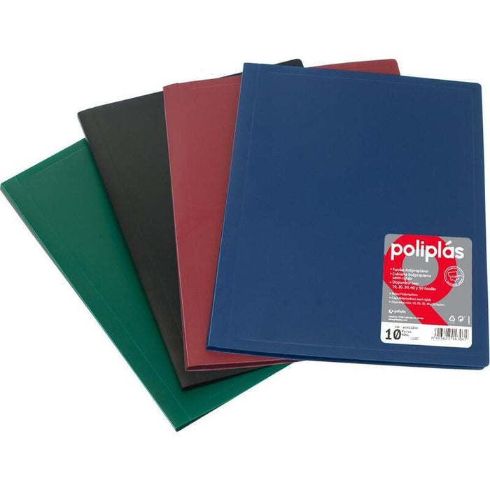 Grafoplás Carpeta Poliplás De Polipropileno Opaco Con 20 Fundas Soldadas Folio Azul