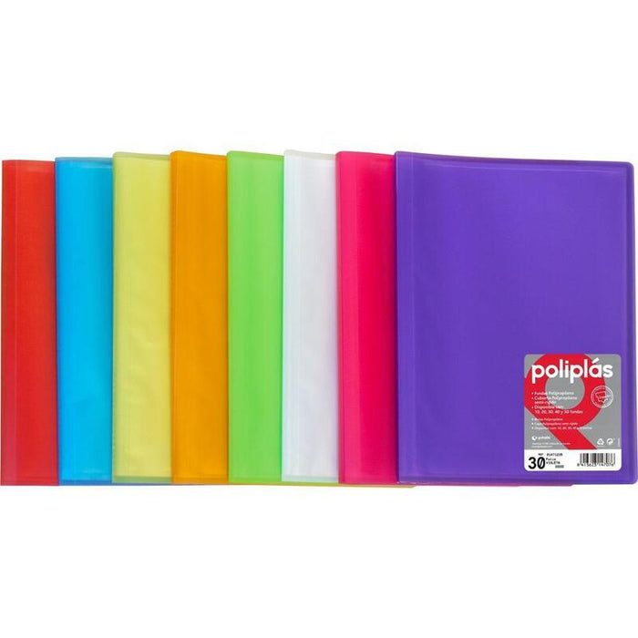 Grafoplás Carpeta Poliplás De Polipropileno Translúcido Con 30 Fundas Soldadas Folio Amarillo