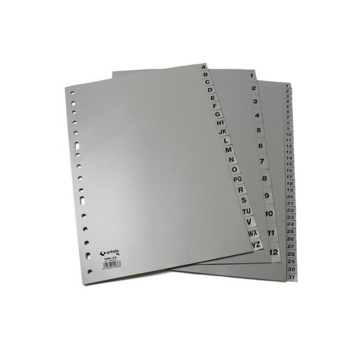 Grafoplas Separadores Numericos A4 1-31 Posiciones 16 Taladros Pp Opaco Gris