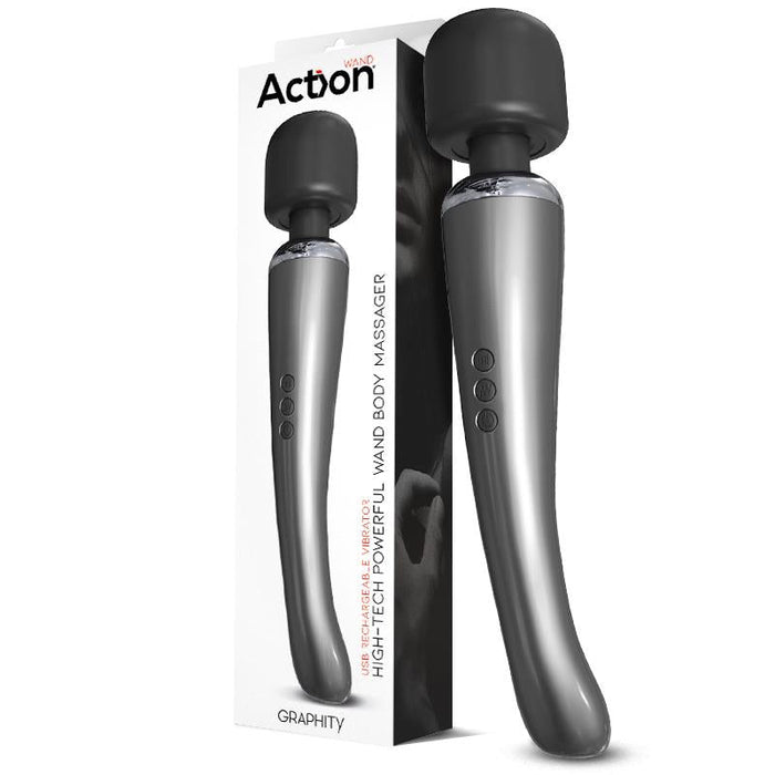 Graphity Wand Masajeador High-Tech Súper Potente Inalámbrico Usb Color Grafito Silicona