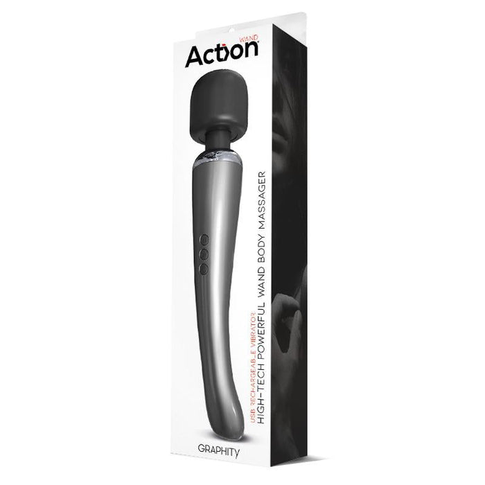 Graphity Wand Masajeador High-Tech Súper Potente Inalámbrico Usb Color Grafito Silicona
