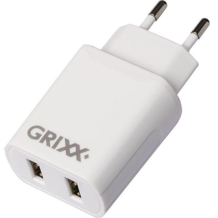 Grixx Power Adapter 220v White Dual Usb A