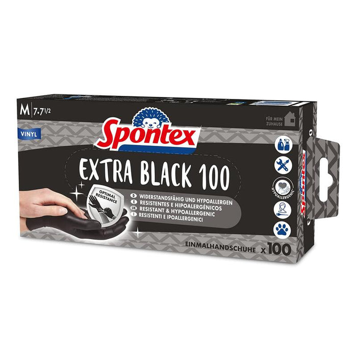 Guantes Desechables Spontex Extra Negro 100 Fabricados En Talla Vinilo. Metro
