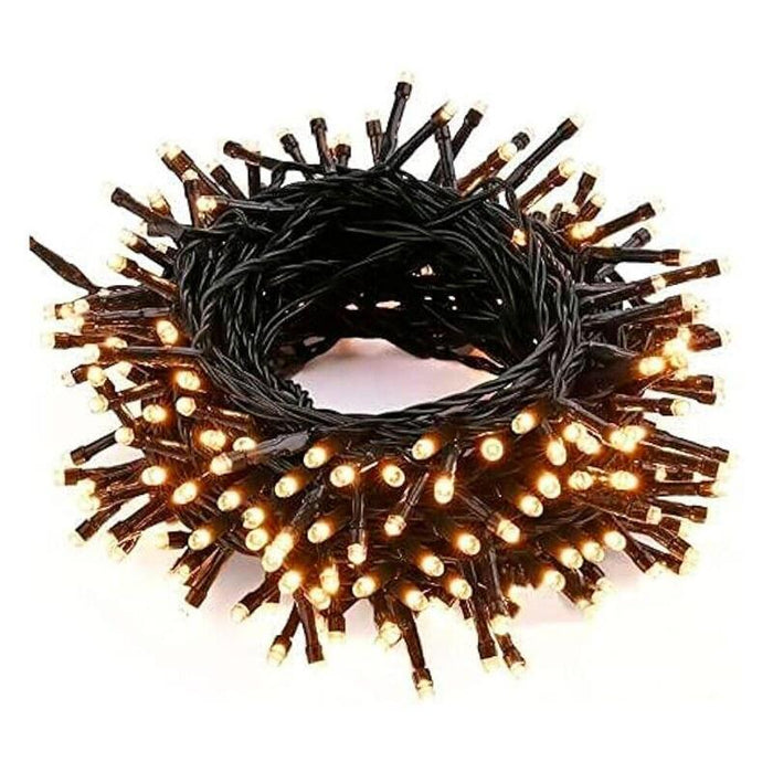 Guirnalda 1608 Led Blanco Cálido Cable Negro
