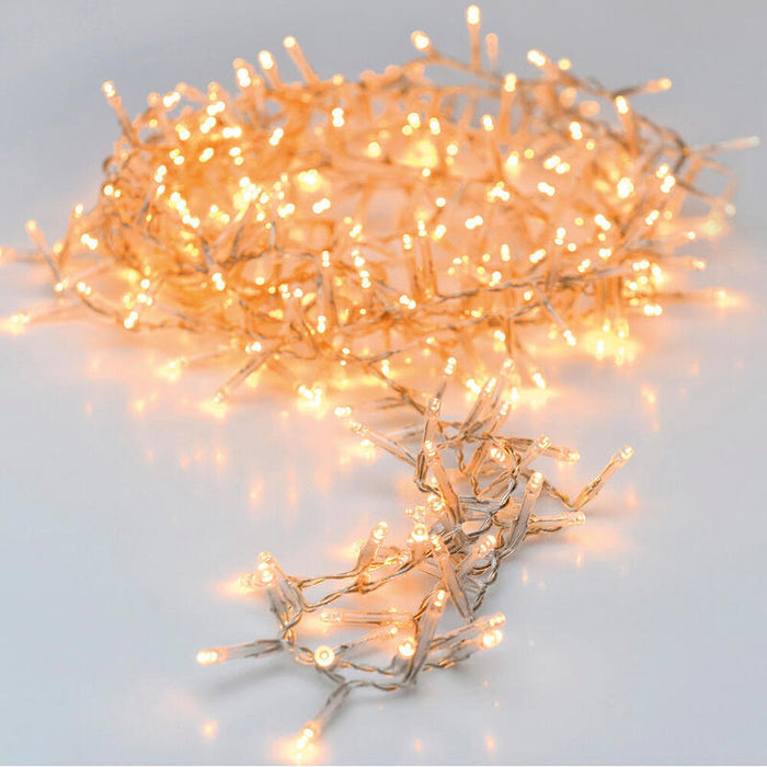 Guirnalda Fija 120 Leds Blanco Calido 220v 12mts Ip44 Cable Transparente