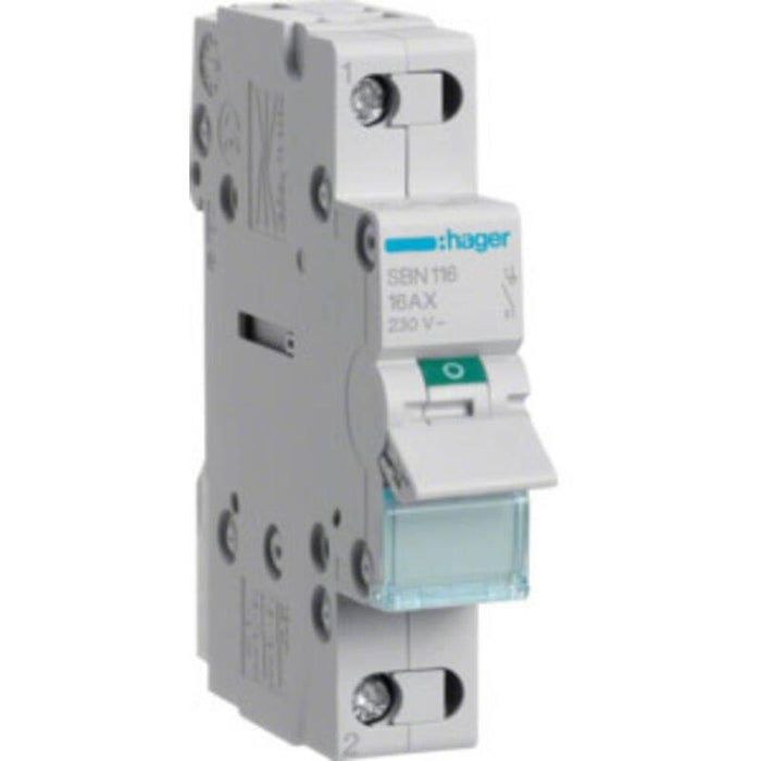 Hager Interruptor De Encendido Apagado 16a 1schlieer Sbn116 230vac 1ple