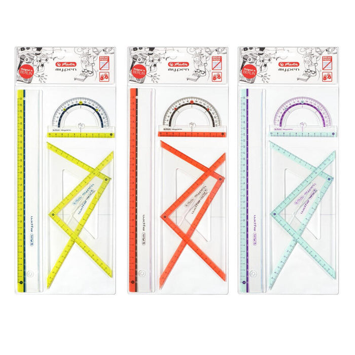 Herlitz Geometrieset 4tlg. Lineal,Winkelmesser,2xgeodreieck