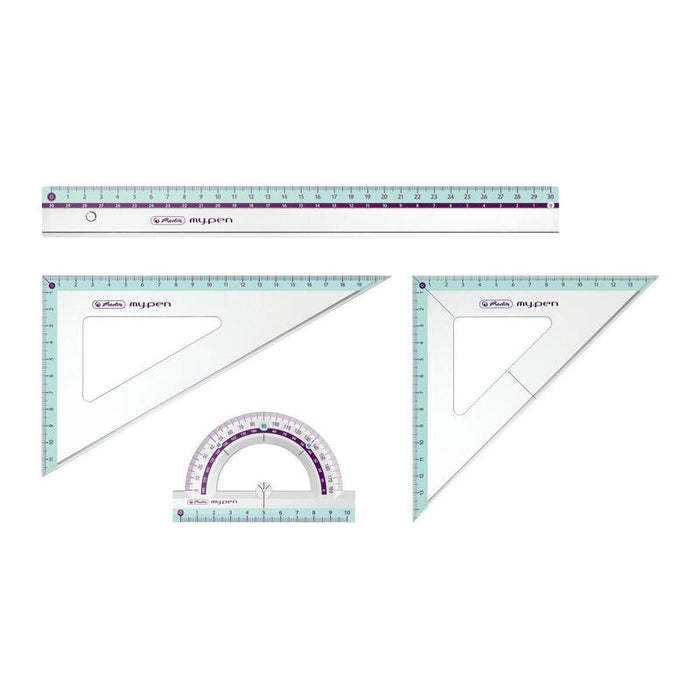 Herlitz Geometrieset 4tlg. Lineal,Winkelmesser,2xgeodreieck
