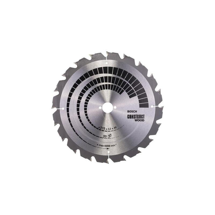 Hoja De Sierra Circular Bosch Professional Construct Wood, Ø 315 Mm, 20z Orificio 30 Mm, Para Sierras De Mesa 2608640691