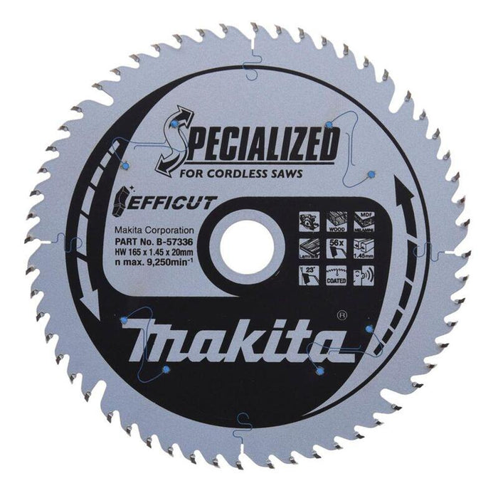 Hoja De Sierra Circular Makita Efficut B-57336, 165 X 20mm, 56 Dientes 165mm 56t B-57336