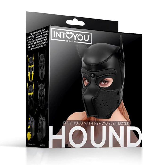 Máscara De Perro De Neopreno Con Hocico Extraíble Negro Talla M