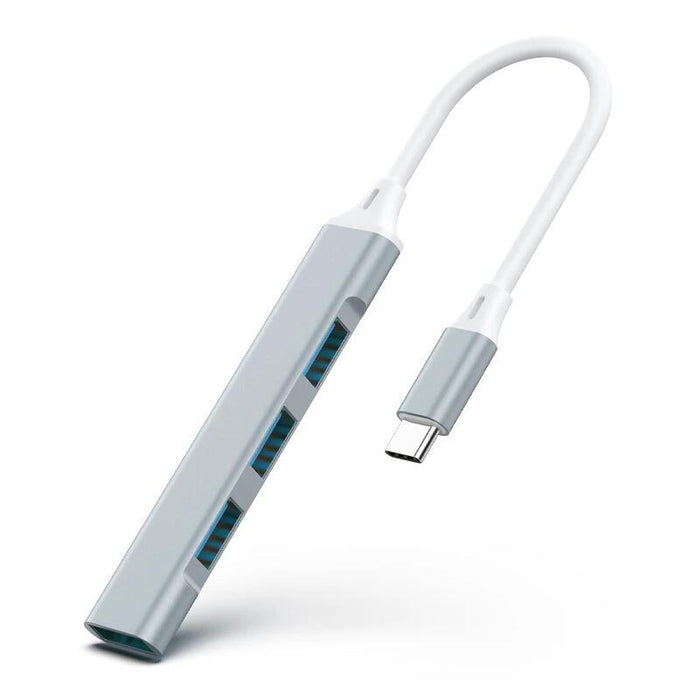Hub 4 Puertos Usb-C A 4x Usb 3.0 De Alta Velocidad Gris