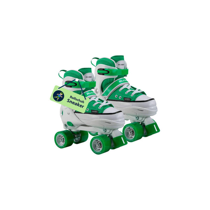 Hudora Patines Sobre Ruedas Talla 32-35, Patines Sobre Ruedas Verde/Blanco, Aspecto Deportivo 22077