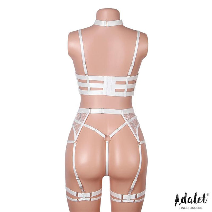 Hyacinth Set Sujetador, Tanga Y Liguero Blanco Talla (Interno):S/M