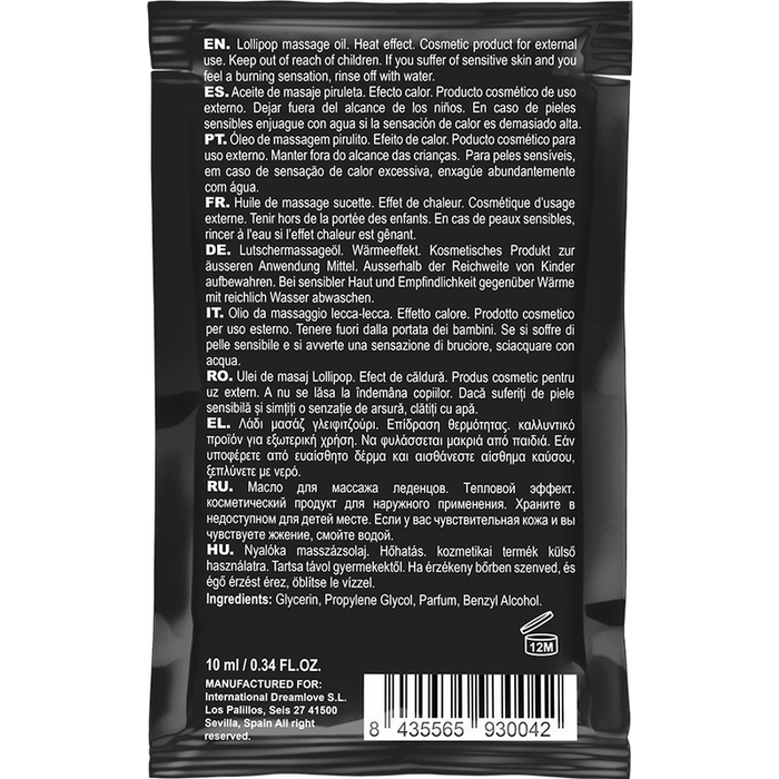 Coquette Chic Desire - Pocket Aceite Masaje Kissable Efecto Calor Piruleta 10 Ml