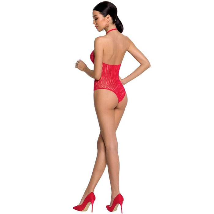 Passion - Woman Bs088 Bodystocking Rojo Talla Única