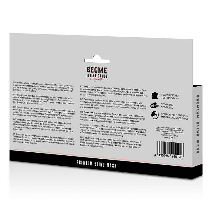 Begme - Black Edition Antifaz Elastico Con Forro De Neopreno