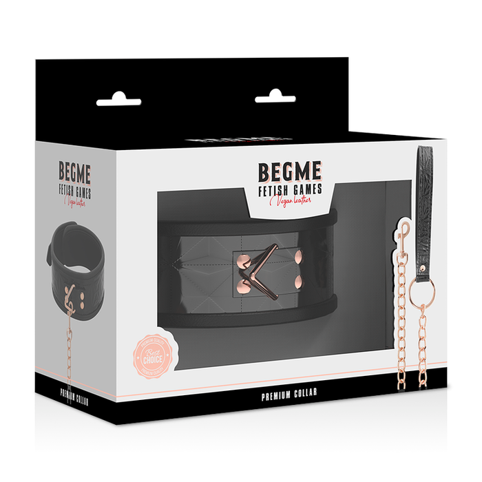 Begme - Black Edition Collar Cuero Vegano Con Forro De Neopreno