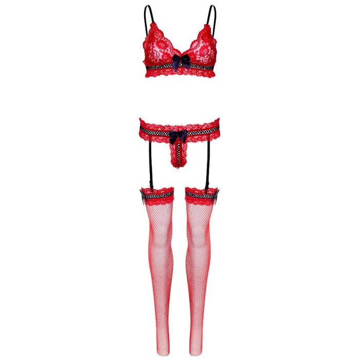 Leg Avenue - Set Tres Piezas De Encajes Talla Unica - Rojo