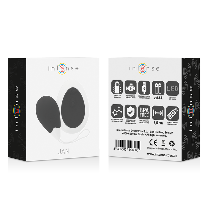 Intense - Jan Huevo Vibrador Control Remoto Negro