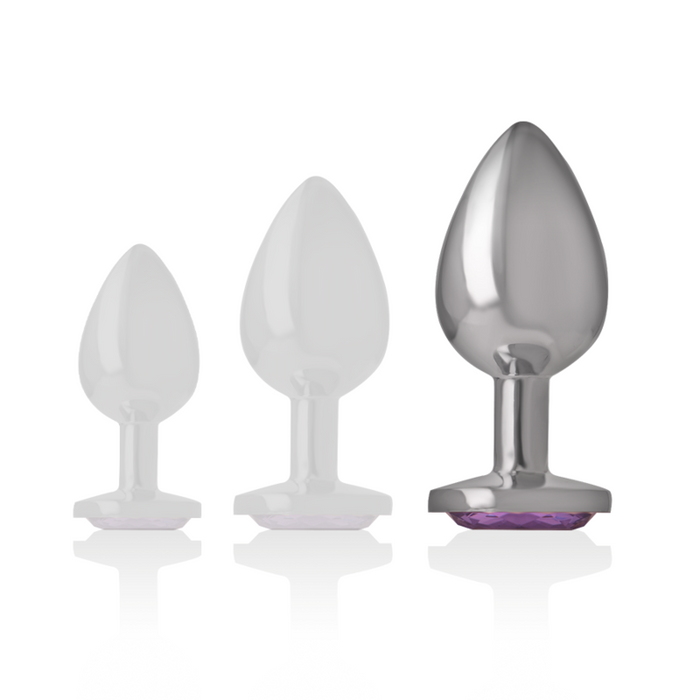 Intense - Plug Anal Metal Aluminio Con Cristal Violeta Talla L