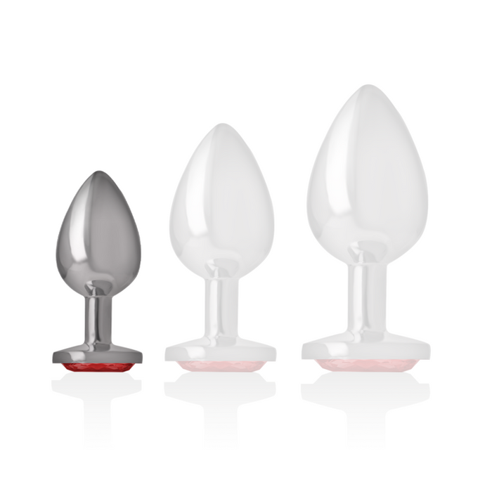 Intense - Plug Anal Metal Aluminio Con Cristal Rojo Talla S