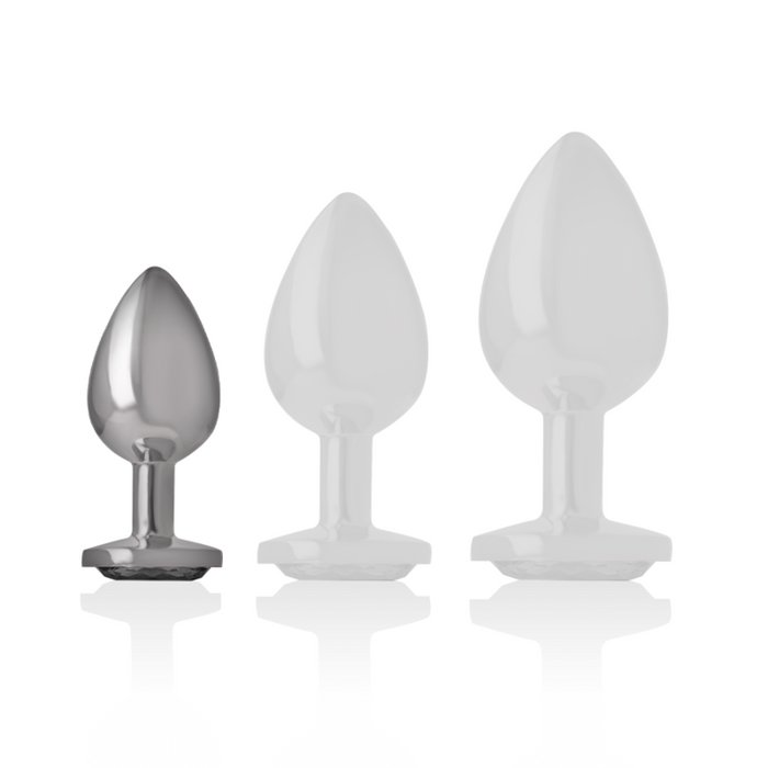 Intense - Plug Anal Metal Aluminio Con Cristal Negro Talla S