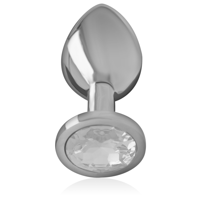 Intense - Plug Anal Metal Aluminio Con Cristal Plata Talla S